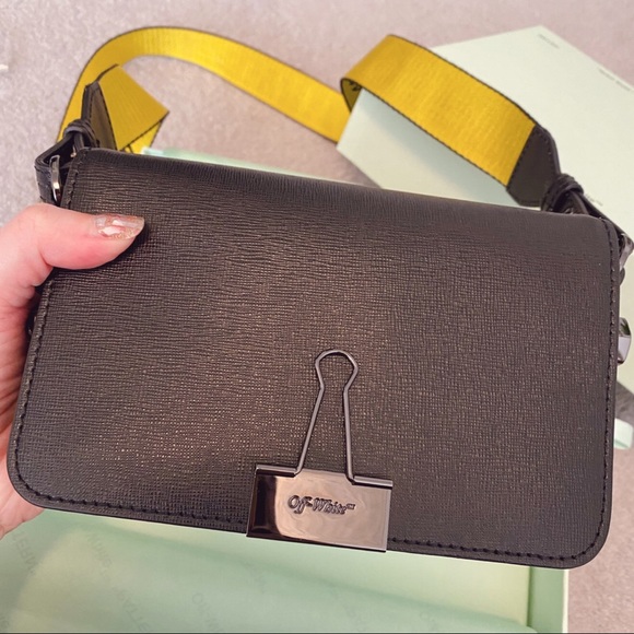 Off-White Black Mini Plain Binder Clip Flap Bag - Picture 6 of 12